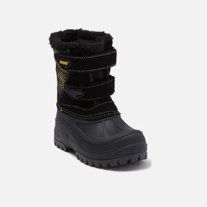 Khombu 2y Black Yellow Snow Boots Easy Velcro Closure